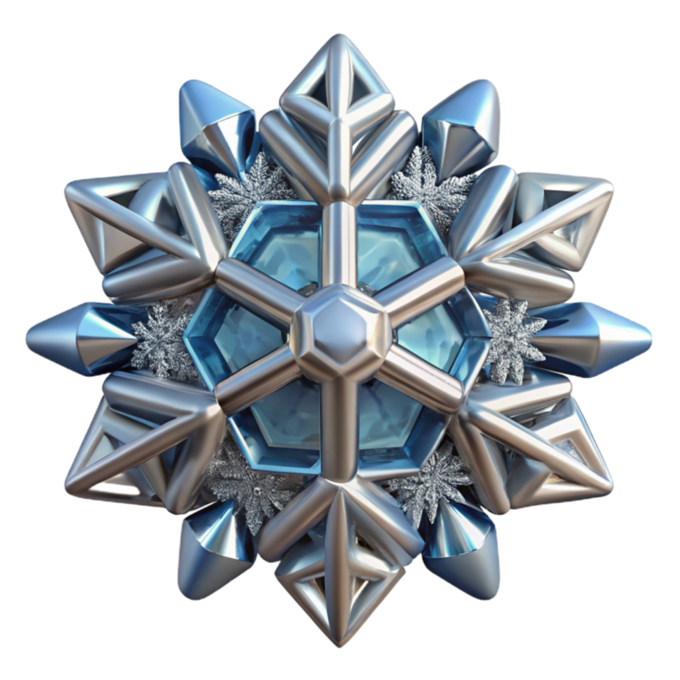 3D Render Geometric Snowflake Design png