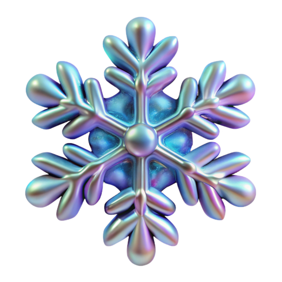 Iridescent Snowflake 3D Render of a Sparkling Winter Icon png