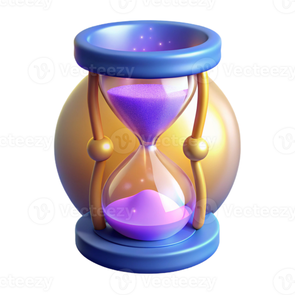 magnificent minimalist 3D Hourglass Illustration Purple Sand Time genuine png