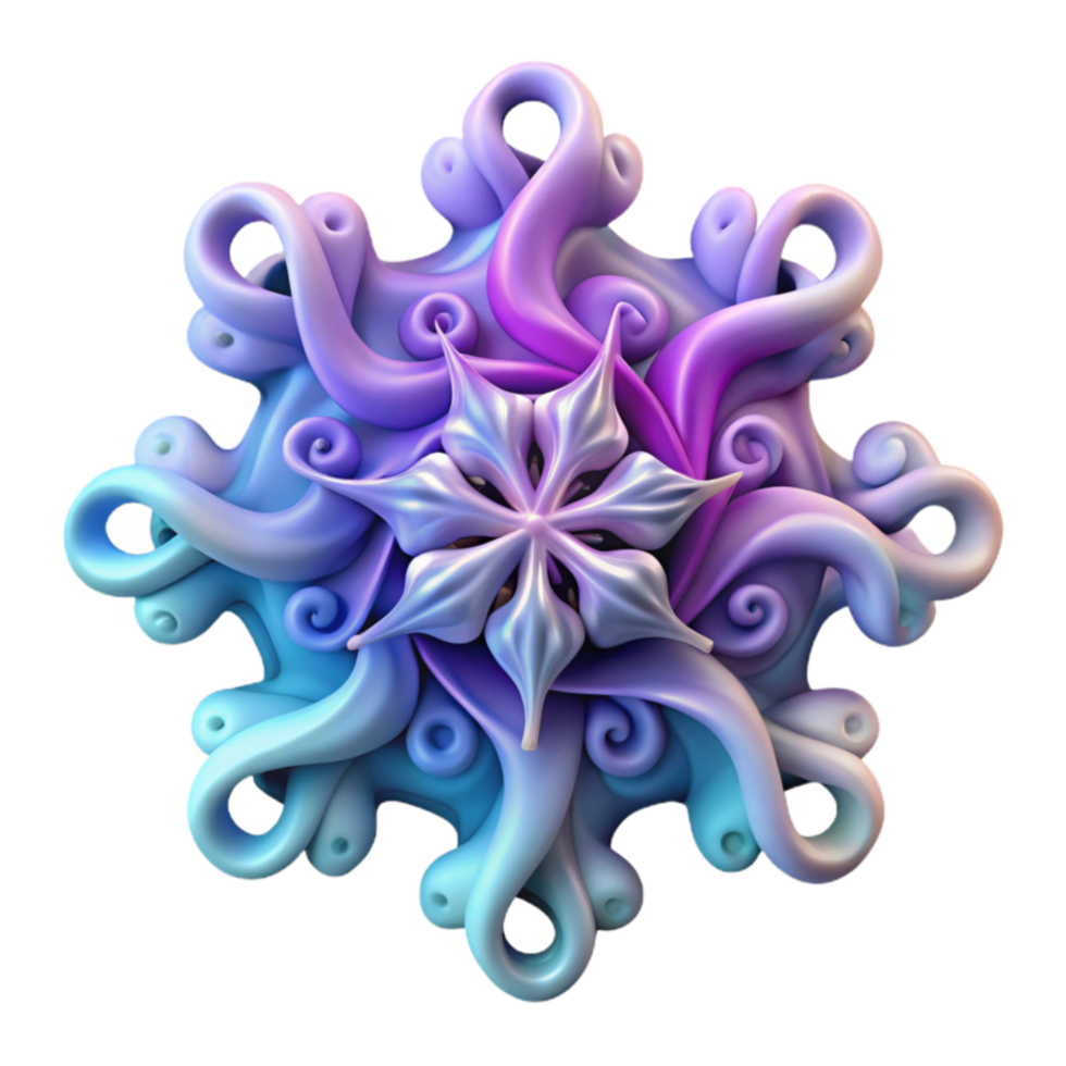 Abstract Floral 3D Render Swirling, Colorful Mandala png