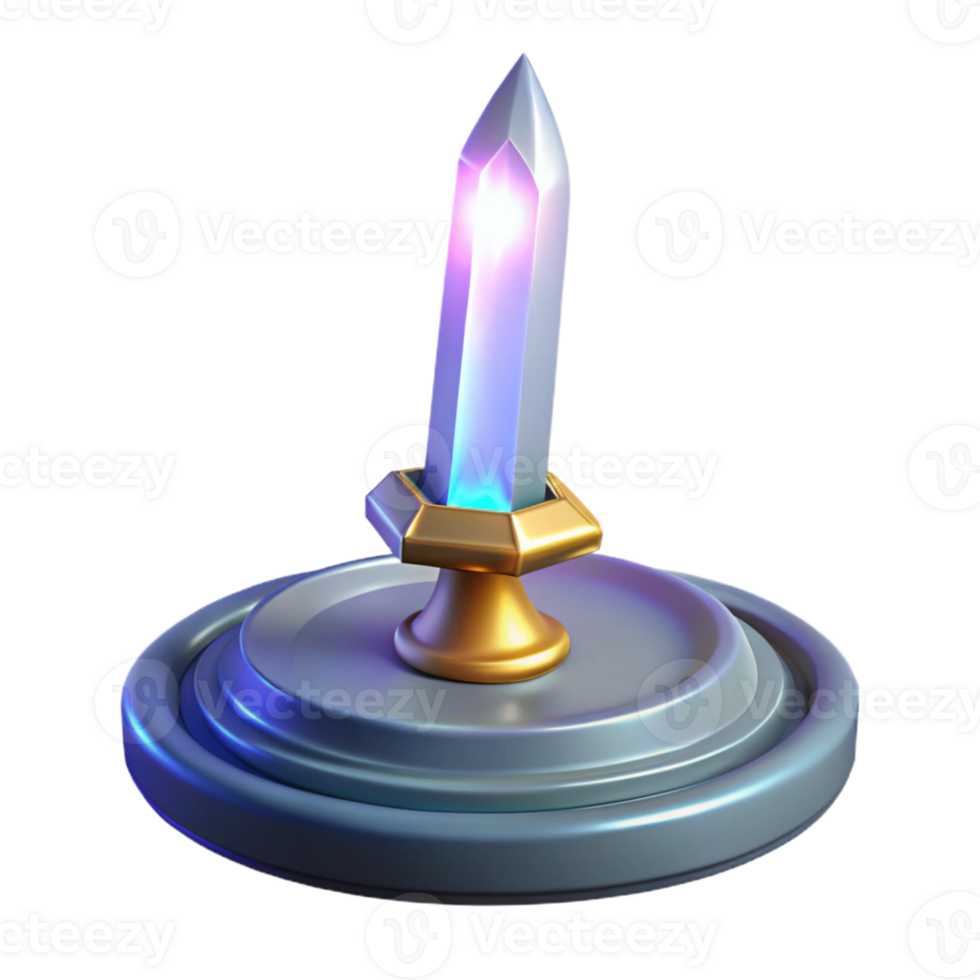 magnificent rustic Glowing Crystal Sword 3D Render 4K png