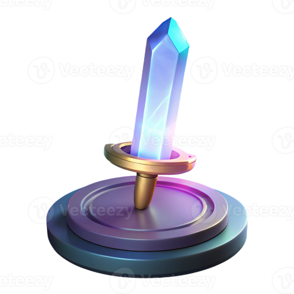 dramatic rustic Glowing Crystal Sword 3D Render exclusive png
