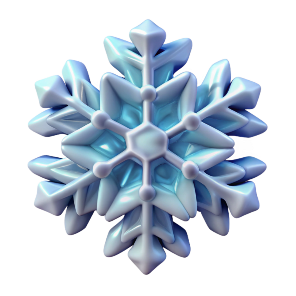 3D Render of a Sparkling Ice Crystal Snowflake png