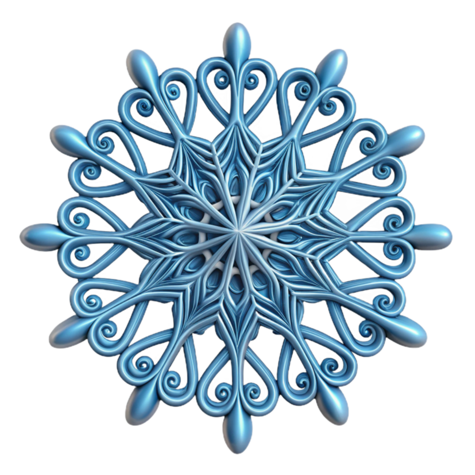Intricate 3D Blue Snowflake Design png