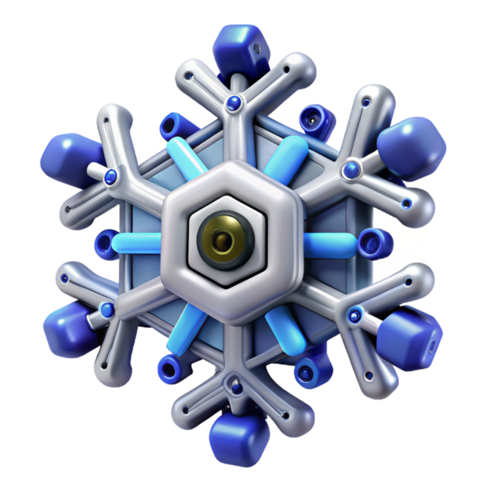 3D Render of a Futuristic Snowflake with Camera png