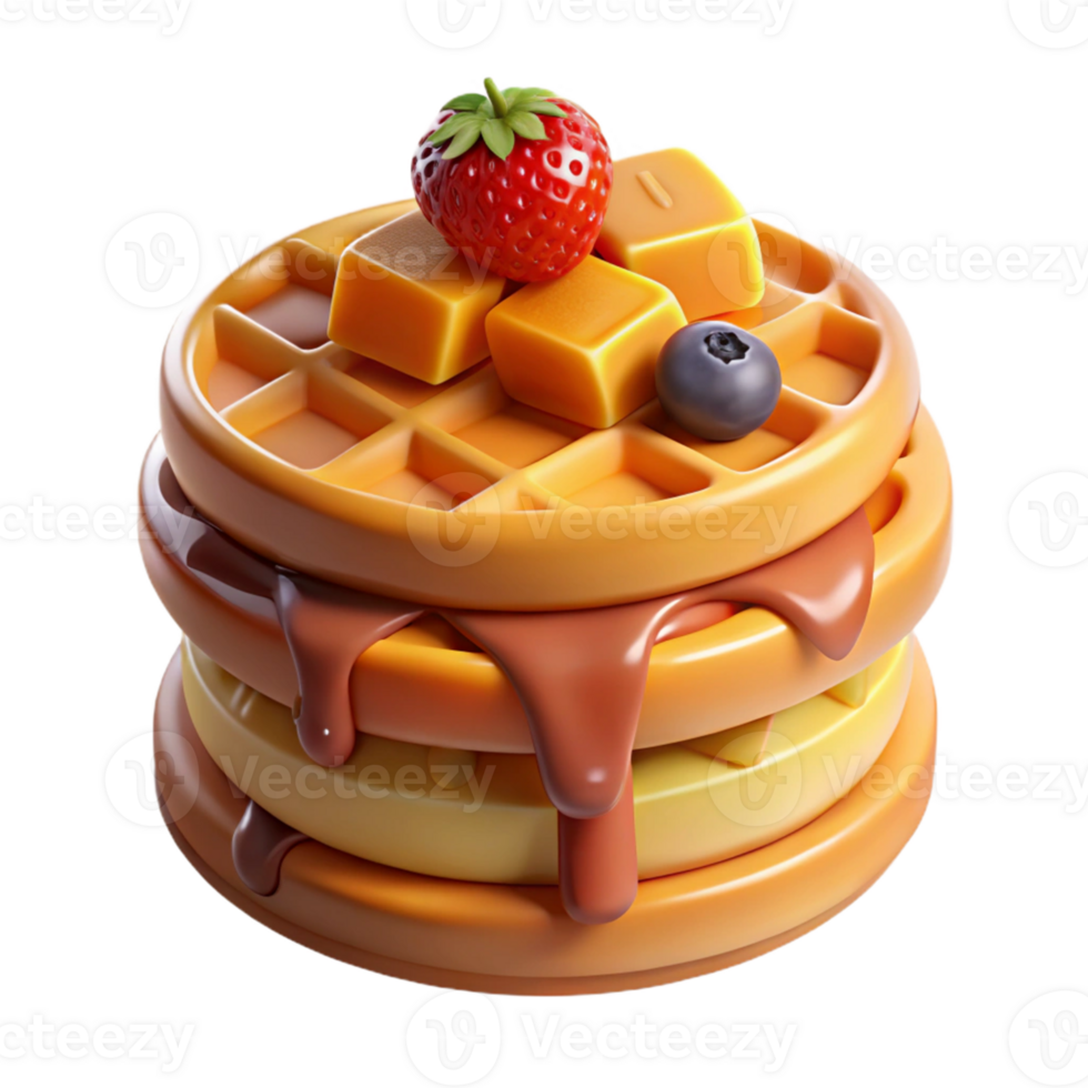 vibrant creative 3D Illustration Delicious Waffles Stack authentic png