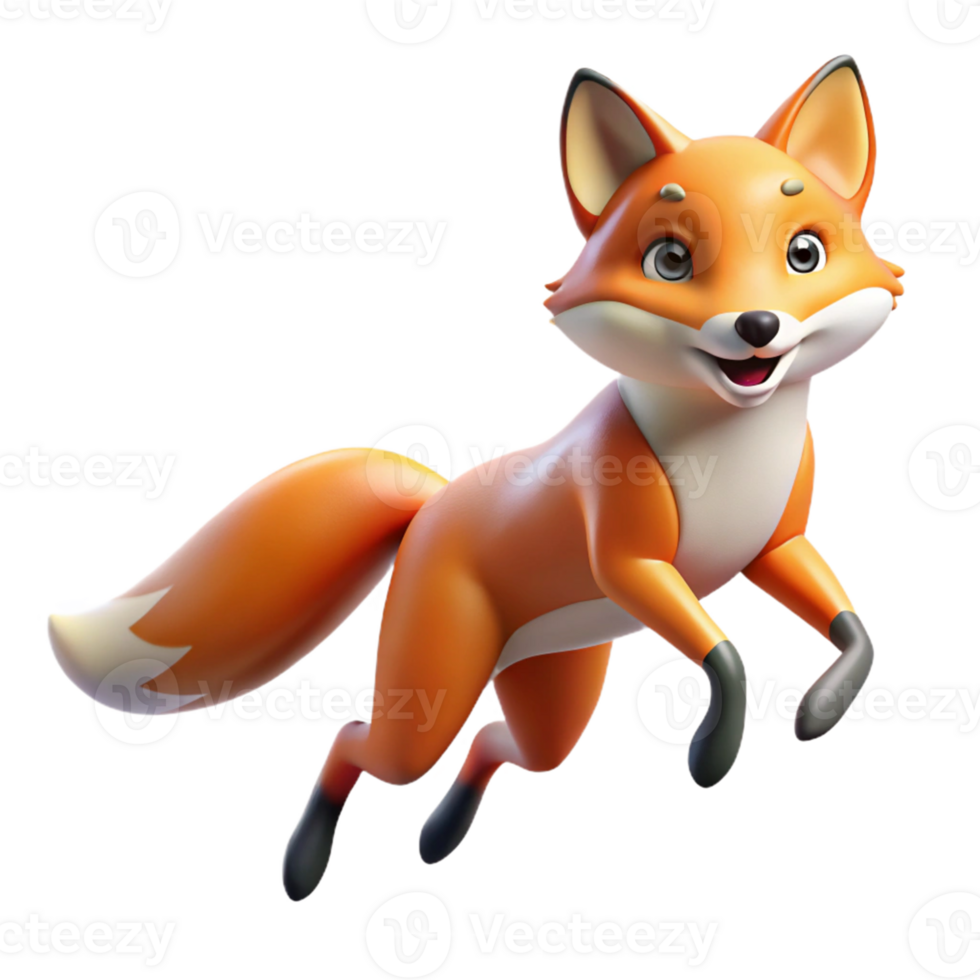 magnificent artistic Playful 3D Fox Illustration professional png
