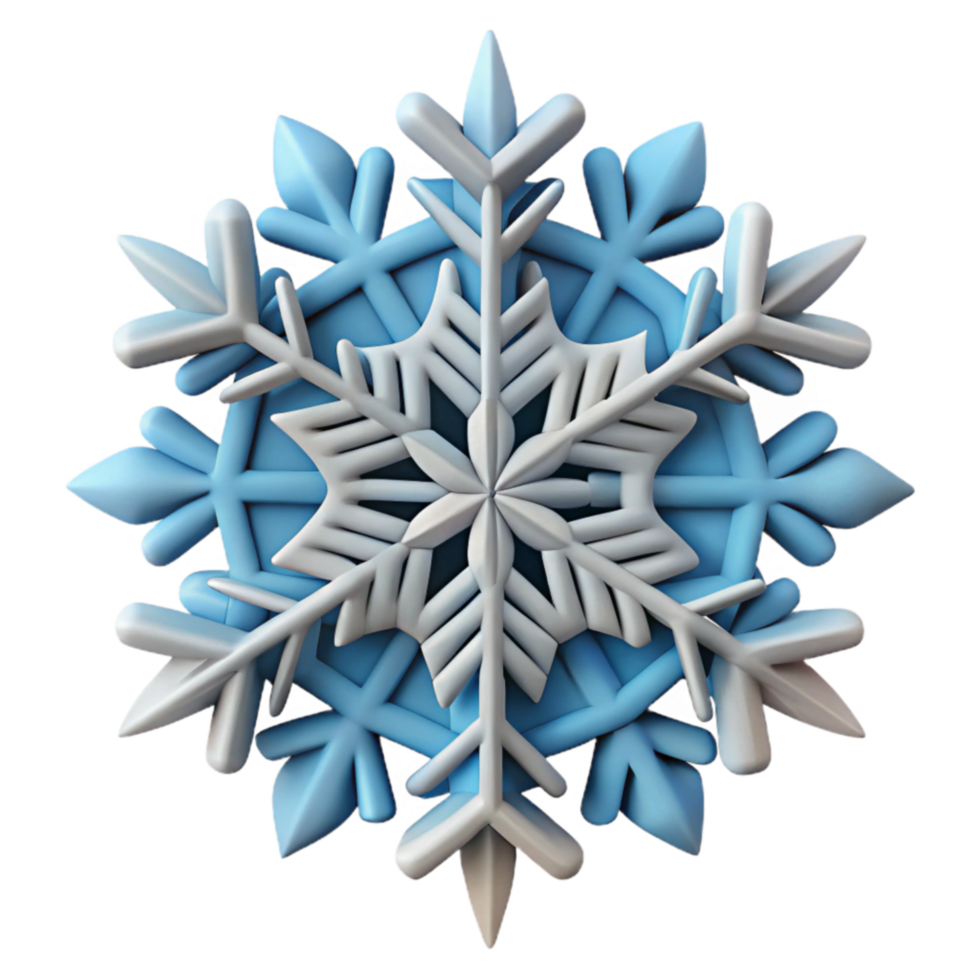 3D Render of a Double Snowflake Design png