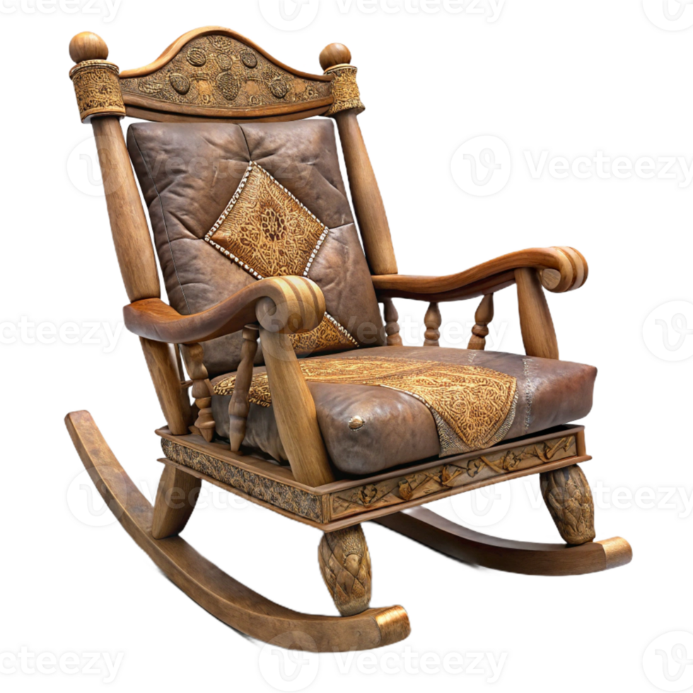 wonderful minimalist 3D Render of Intricate Wooden Rocking Chair high resolution png