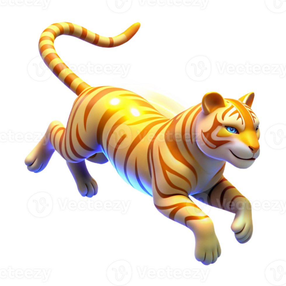 elegant modern Golden Tiger 3D Illustration genuine png