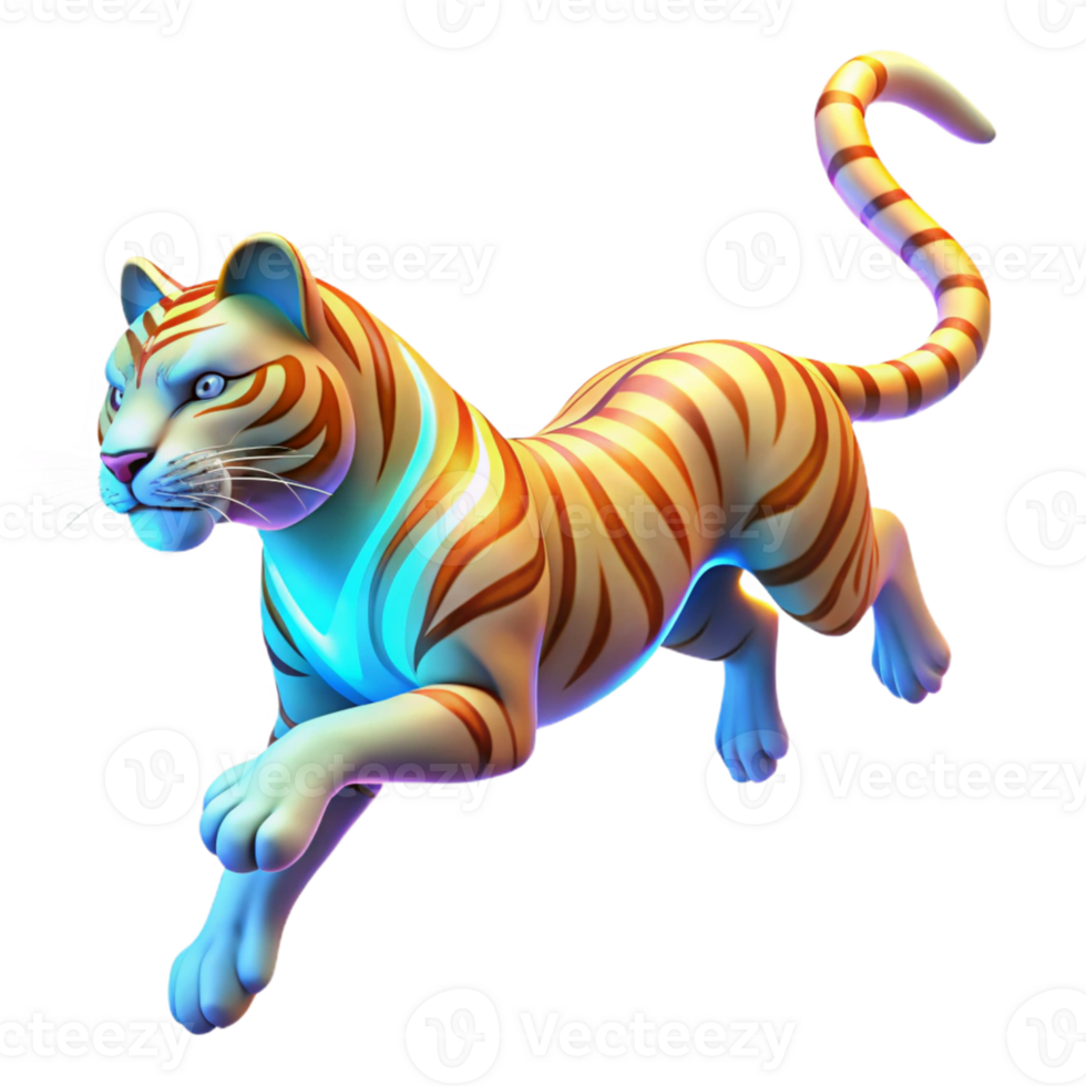 extraordinary classic Leaping Tiger 3D Illustration genuine png