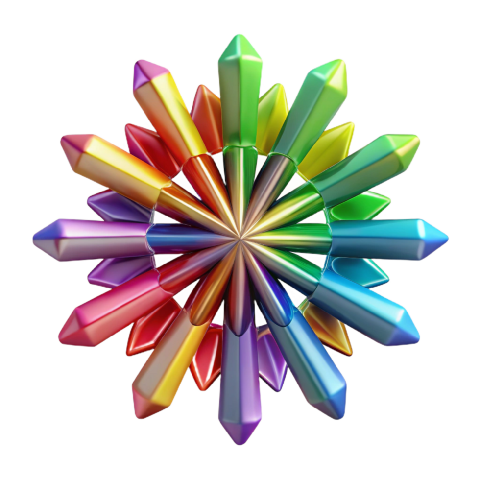 Rainbow Color Wheel Abstract 3D Geometric Design png