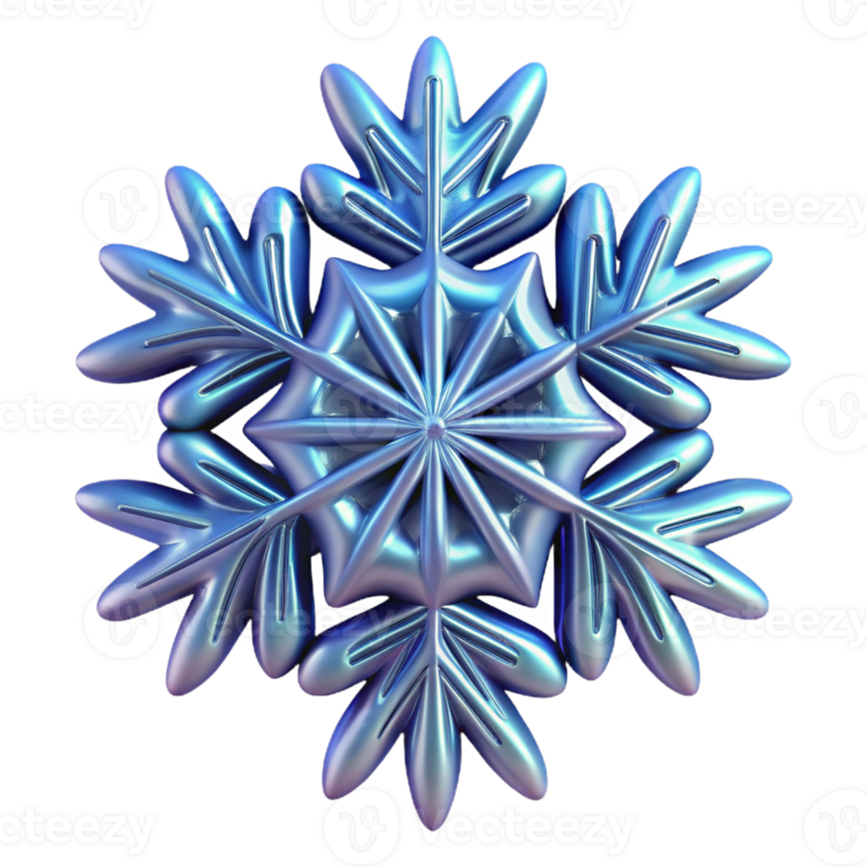 extraordinary rustic 3D Render of a Blue Iridescent Snowflake premium png