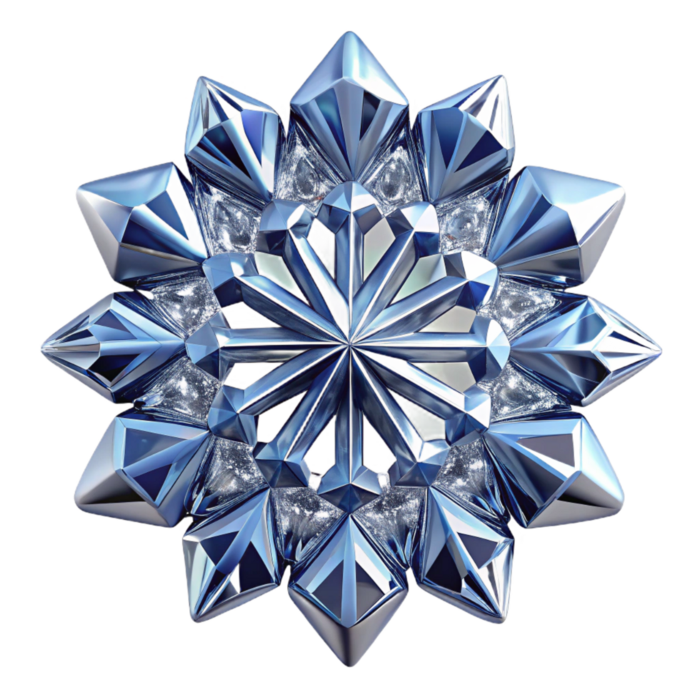 Crystalline Snowflake 3D Render of a Sparkling, Geometric Ice Crystal png