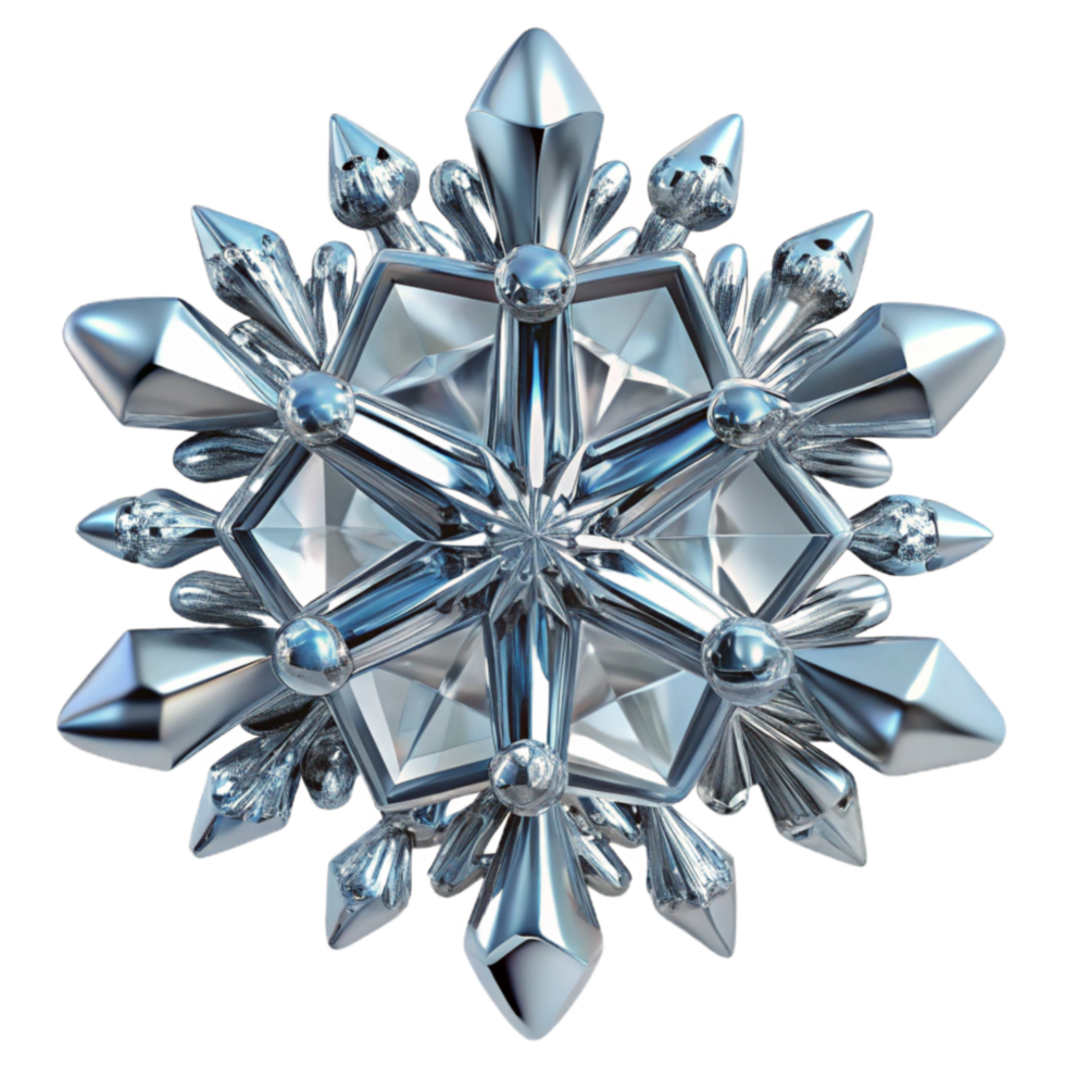 Crystal Snowflake 3D Render of a Sparkling Ice Crystal png