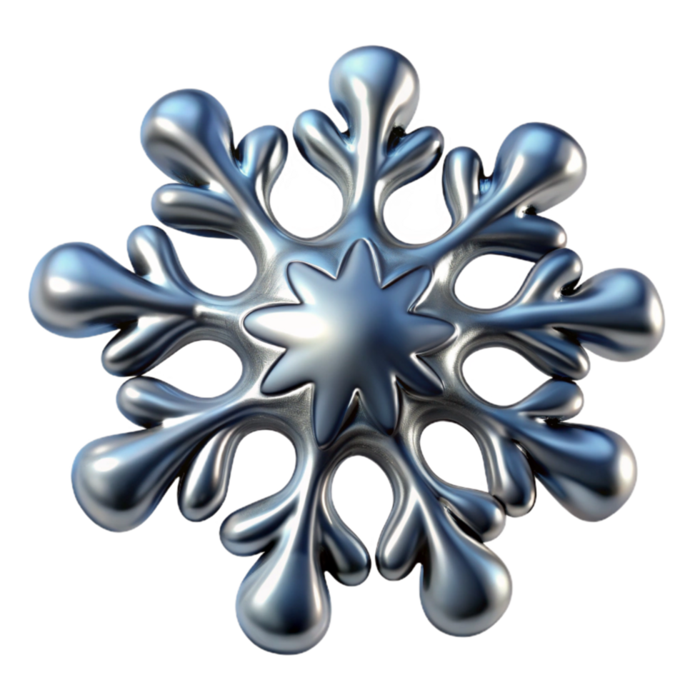 Silver Snowflake 3D Render of a Shiny, Ornate Crystal png