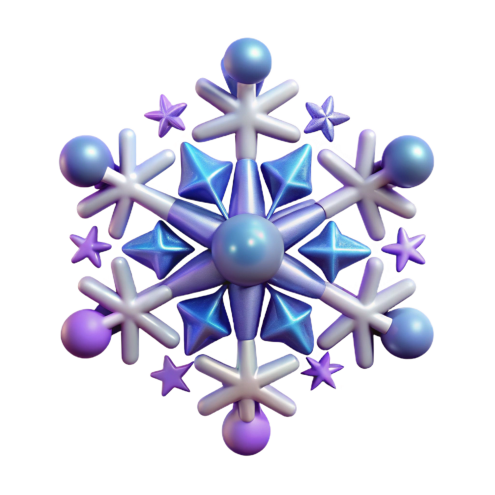 3D Render of a Sparkling Winter Snowflake png