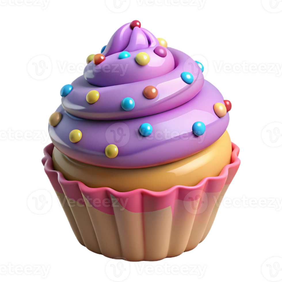 beautiful vintage Colorful Swirl Cupcake 3D Render 4K png