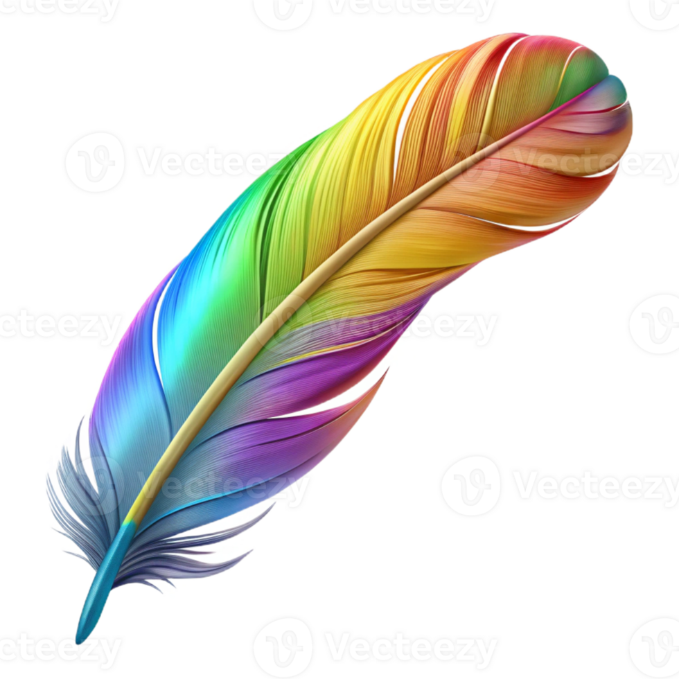 impressive classic Rainbow Feather 3D Illustration exclusive png