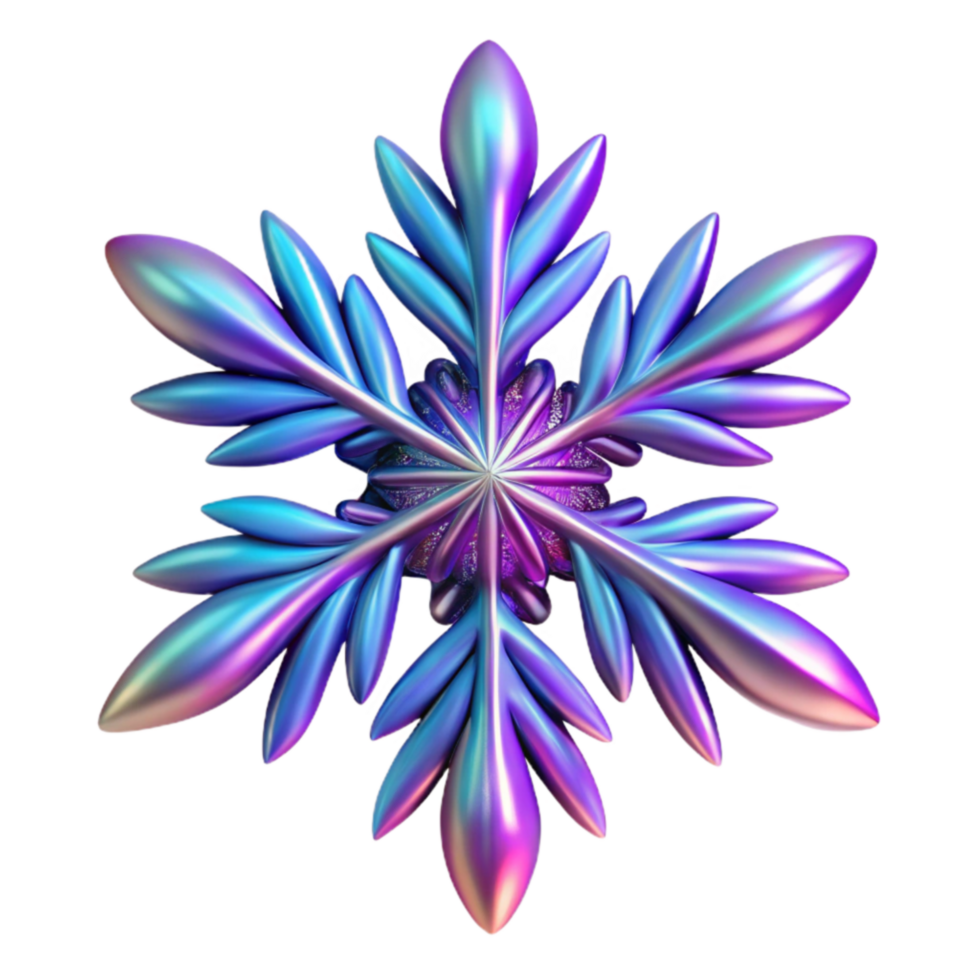 Iridescent Snowflake 3D Render of a Colorful Crystal png