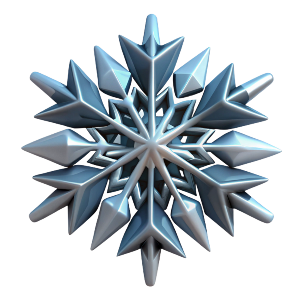 Geometric Snowflake 3D Render of a Crystal Design png