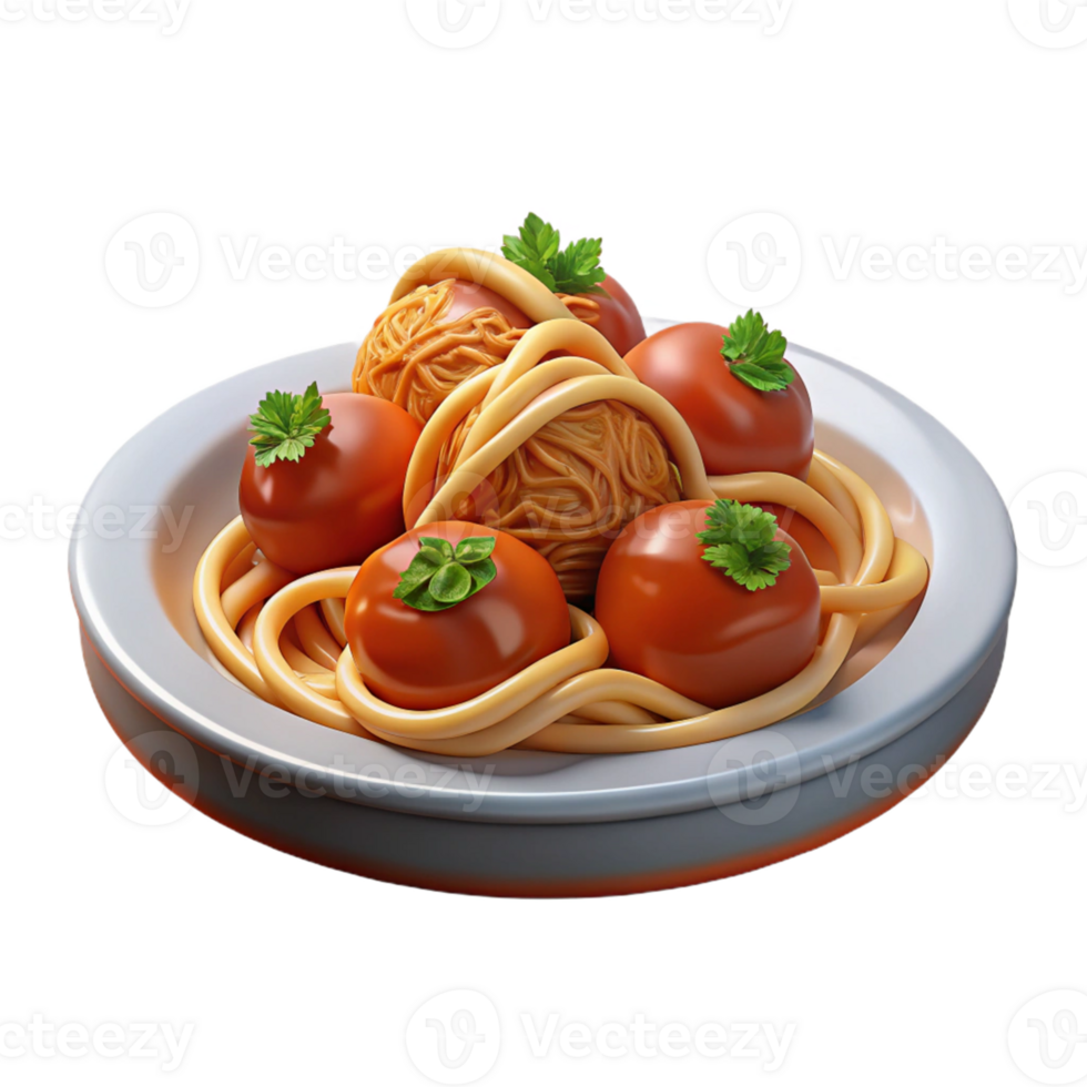 serene abstract 3D Render of Spaghetti and Meatballs exclusive png