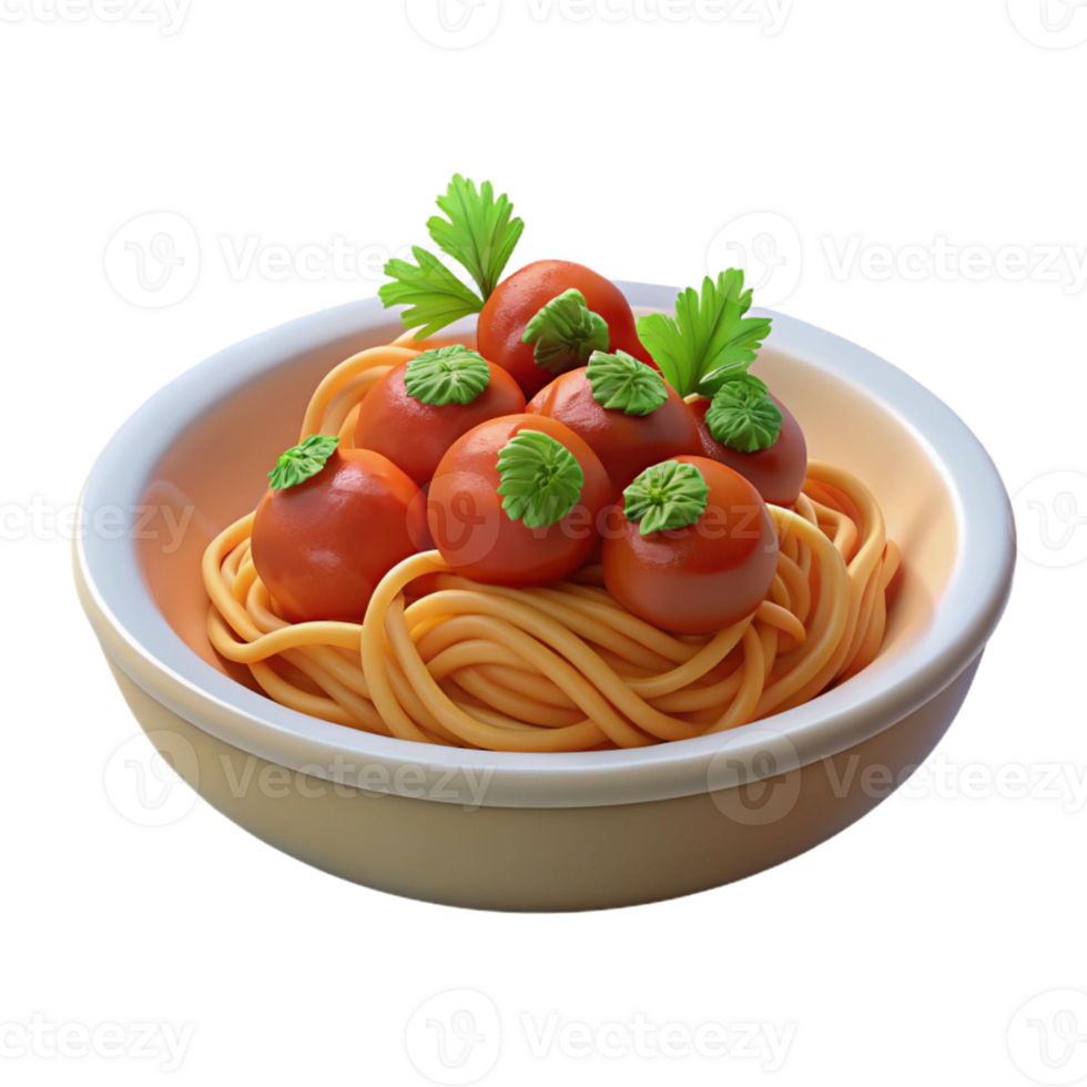 magnificent creative 3D Illustration of Spaghetti with Meatballs high resolution png