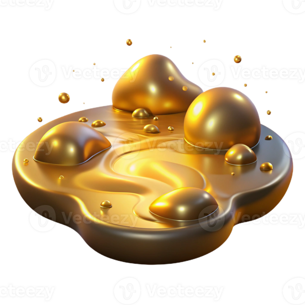 magnificent traditional Golden Liquid Abstract 3D Render high resolution png