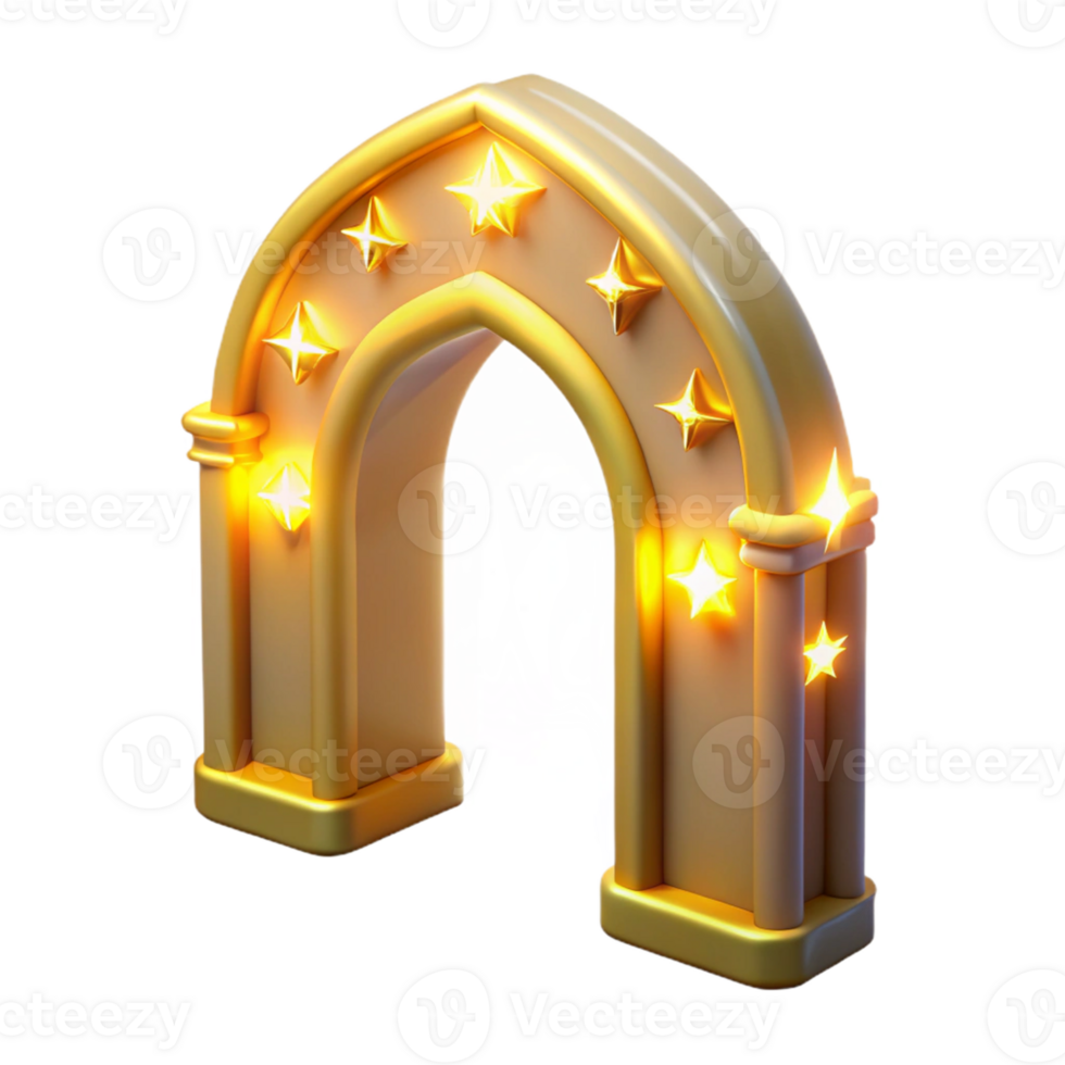 extraordinary classic Golden Archway 3D Render exclusive png