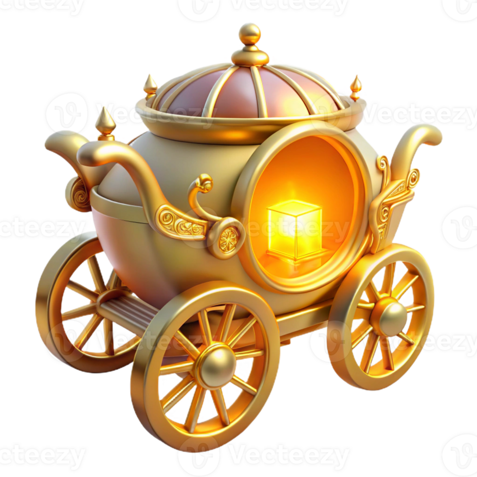 stunning classic Golden Carriage 3D Render genuine png