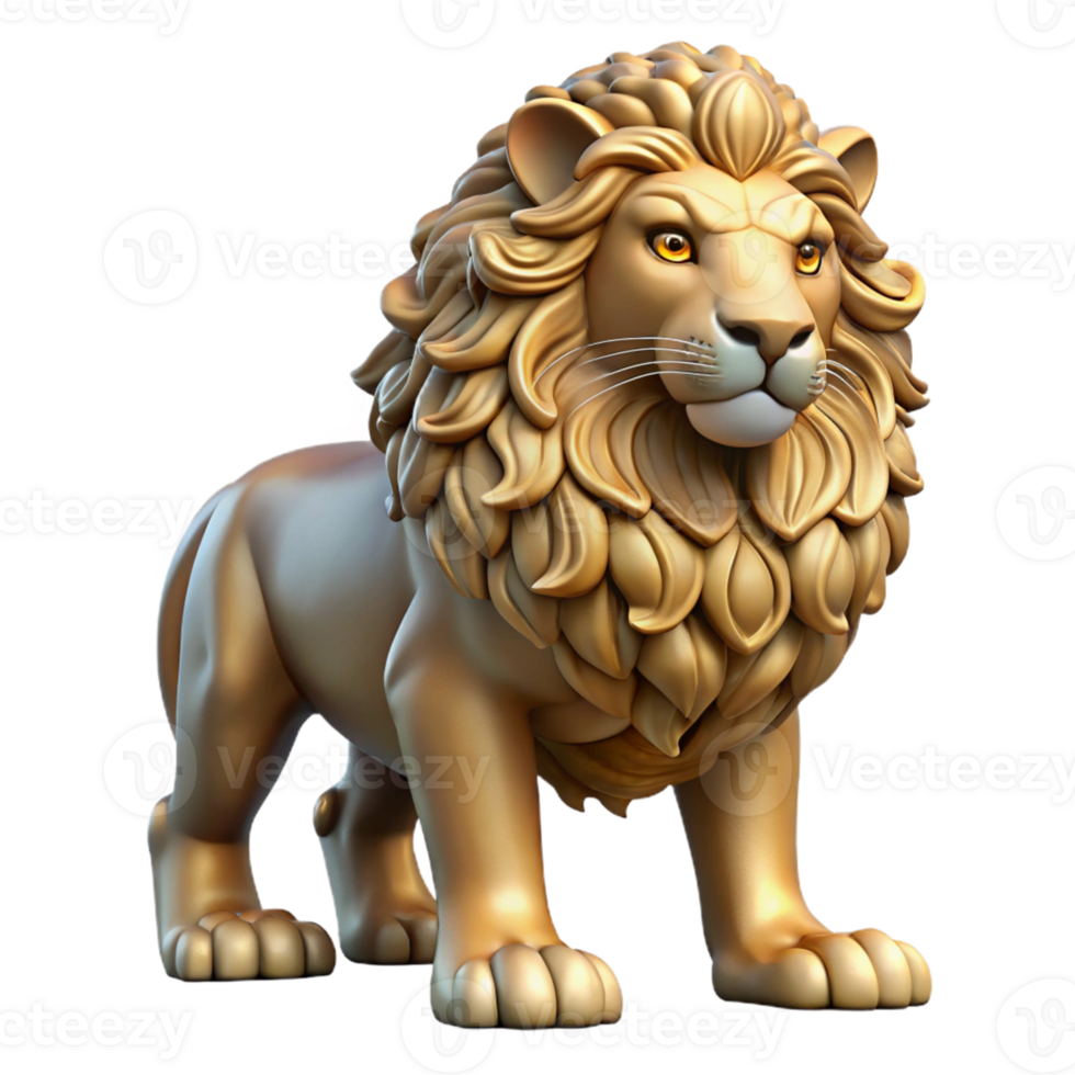 elegant artistic Golden Lion 3D Render professional png