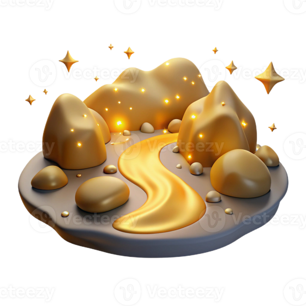 magnificent contemporary Golden River 3D Illustration premium png