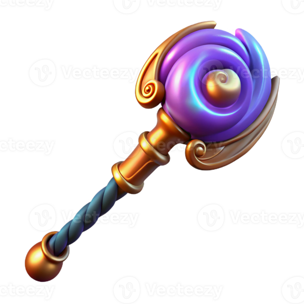 serene contemporary 3D Render Magical Staff Illustration original png
