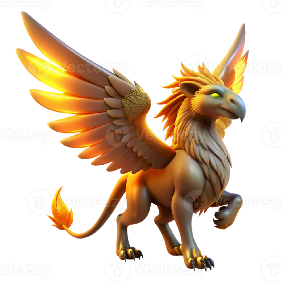 magnificent classic Fiery Gryphon 3D Render exclusive png