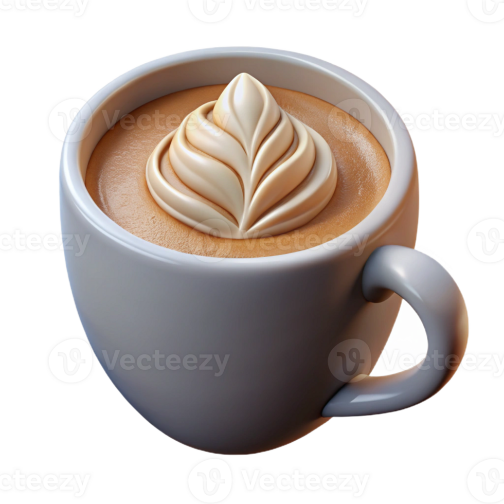 elegant classic 3D Render of Coffee Cup with Whipped Cream premium png