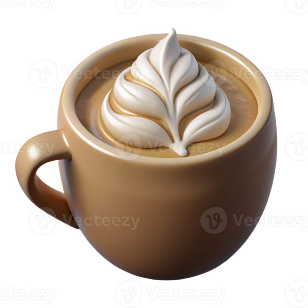 magnificent rustic 3D Render Whipped Cream Coffee Cup high quality png