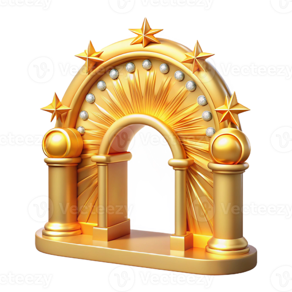 magnificent modern Golden Archway 3D Render authentic png