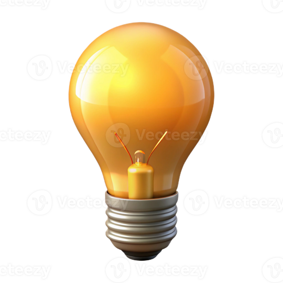 elegant traditional Glowing Lightbulb 3D Illustration genuine png