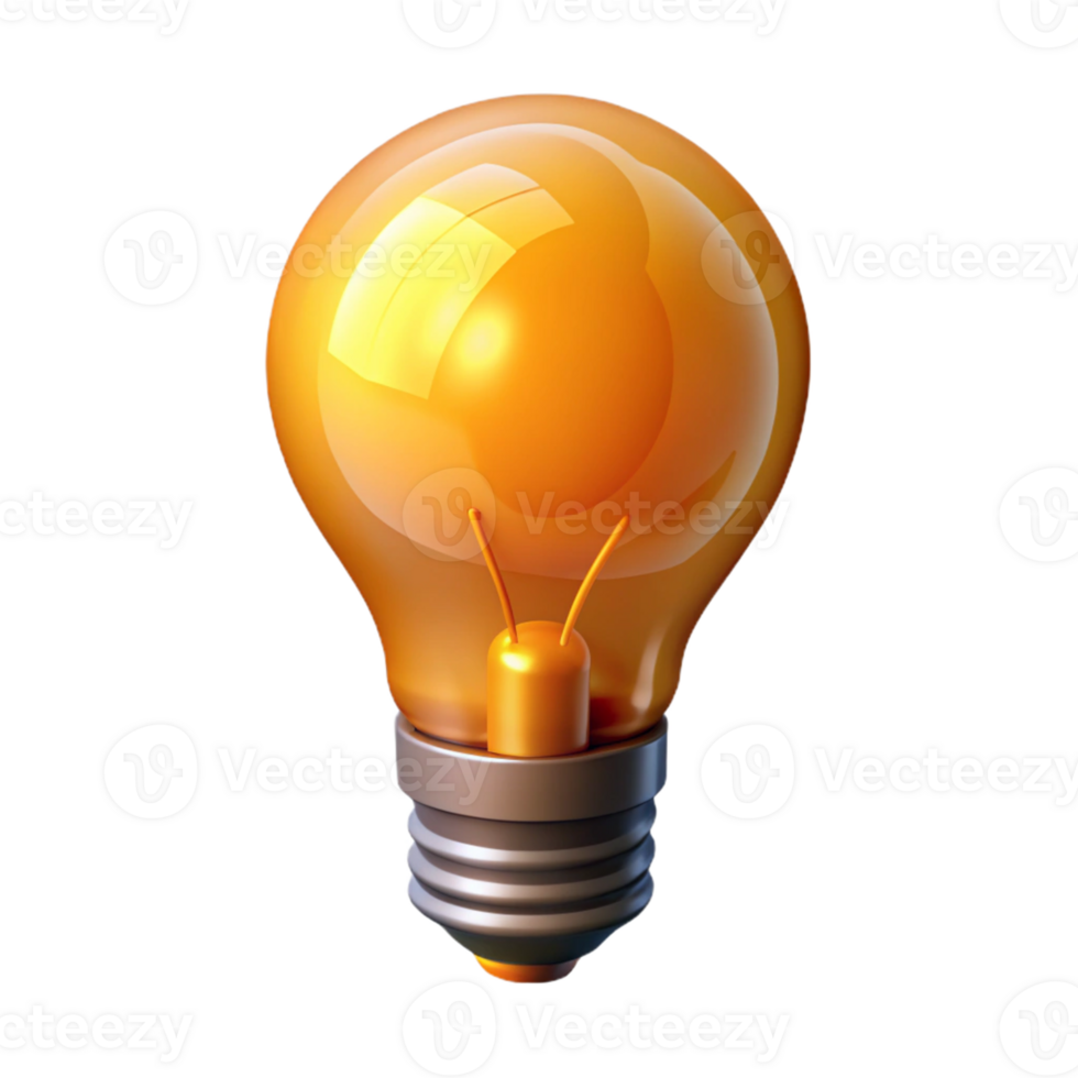 vibrant contemporary Glowing 3D Lightbulb Illustration premium png