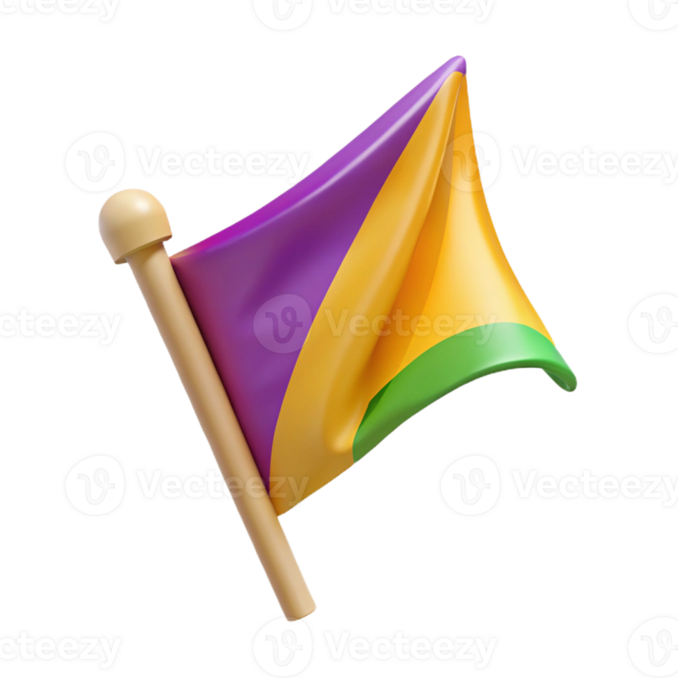 stunning contemporary 3D Render Purple Gold Green Flag Illustration 4K png