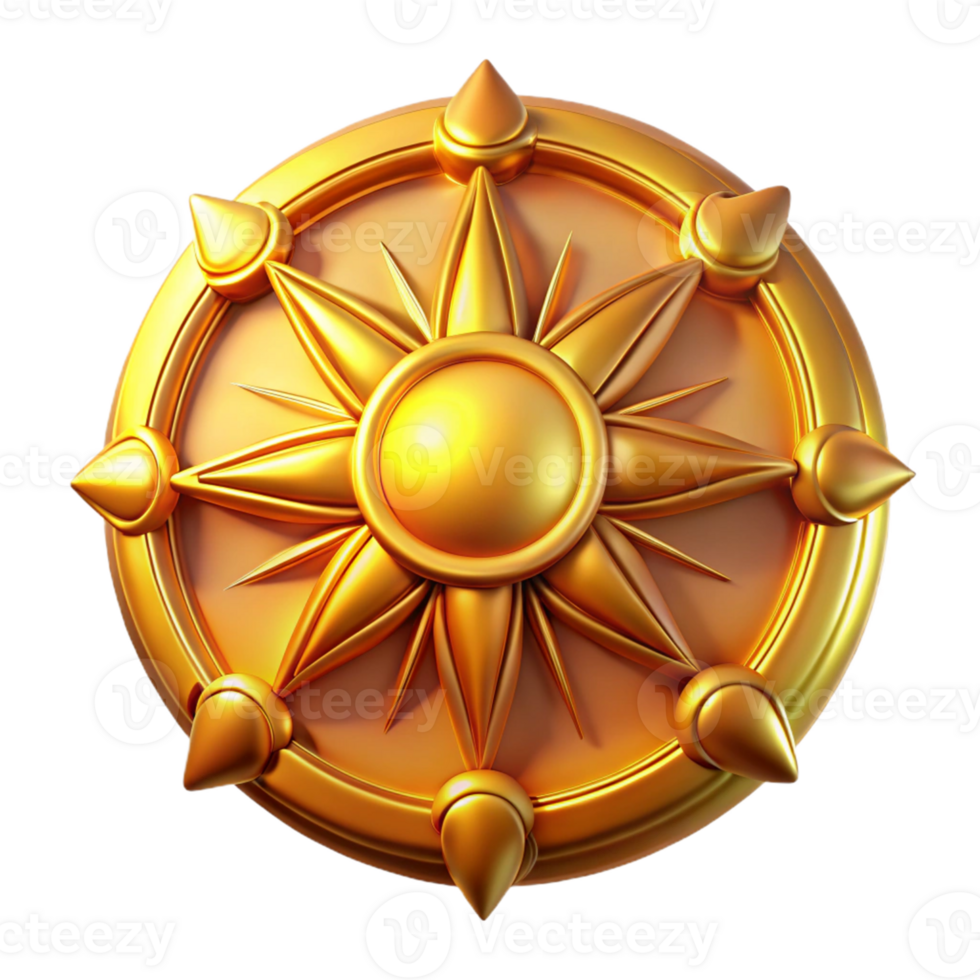 extraordinary abstract Golden Sunburst 3D Render high resolution png