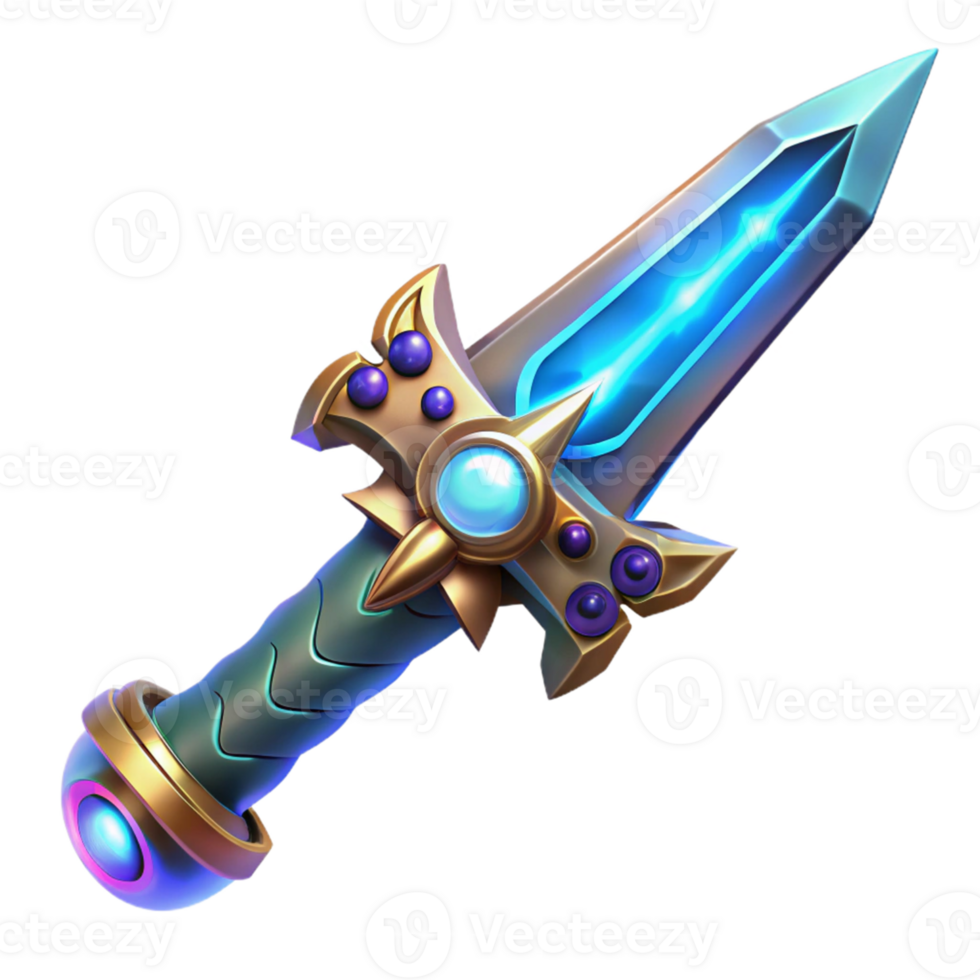 elegant artistic Glowing Fantasy Dagger 3D Illustration genuine png