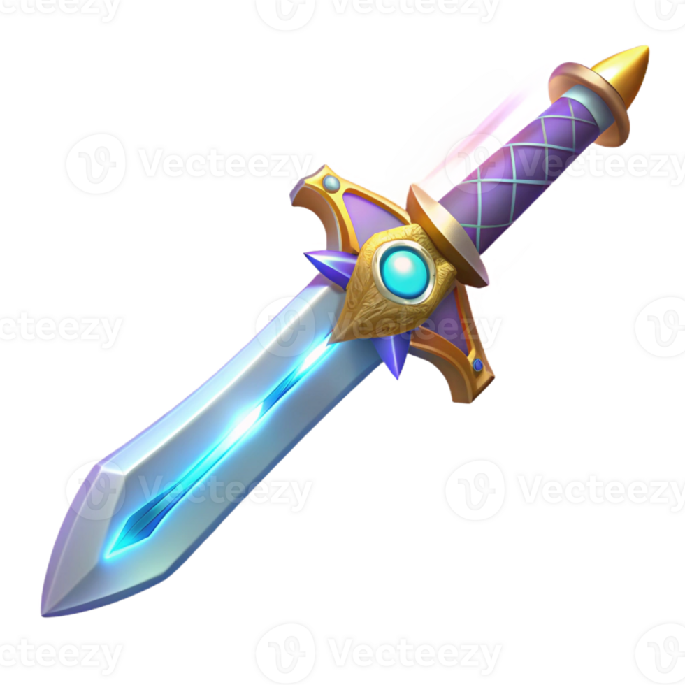 impressive contemporary Glowing Fantasy Sword 3D Render premium png