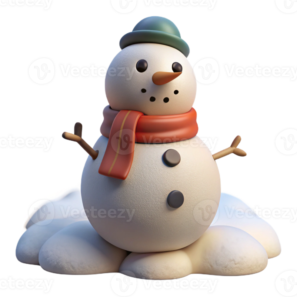 vibrant rustic 3D Render of a Cute Snowman exclusive png