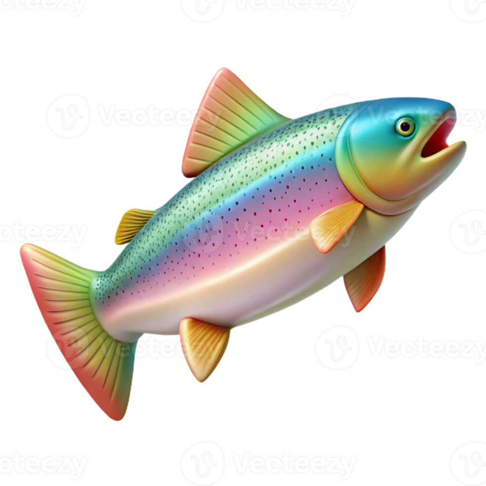 stunning rustic Vibrant Rainbow Trout 3D Illustration exclusive png