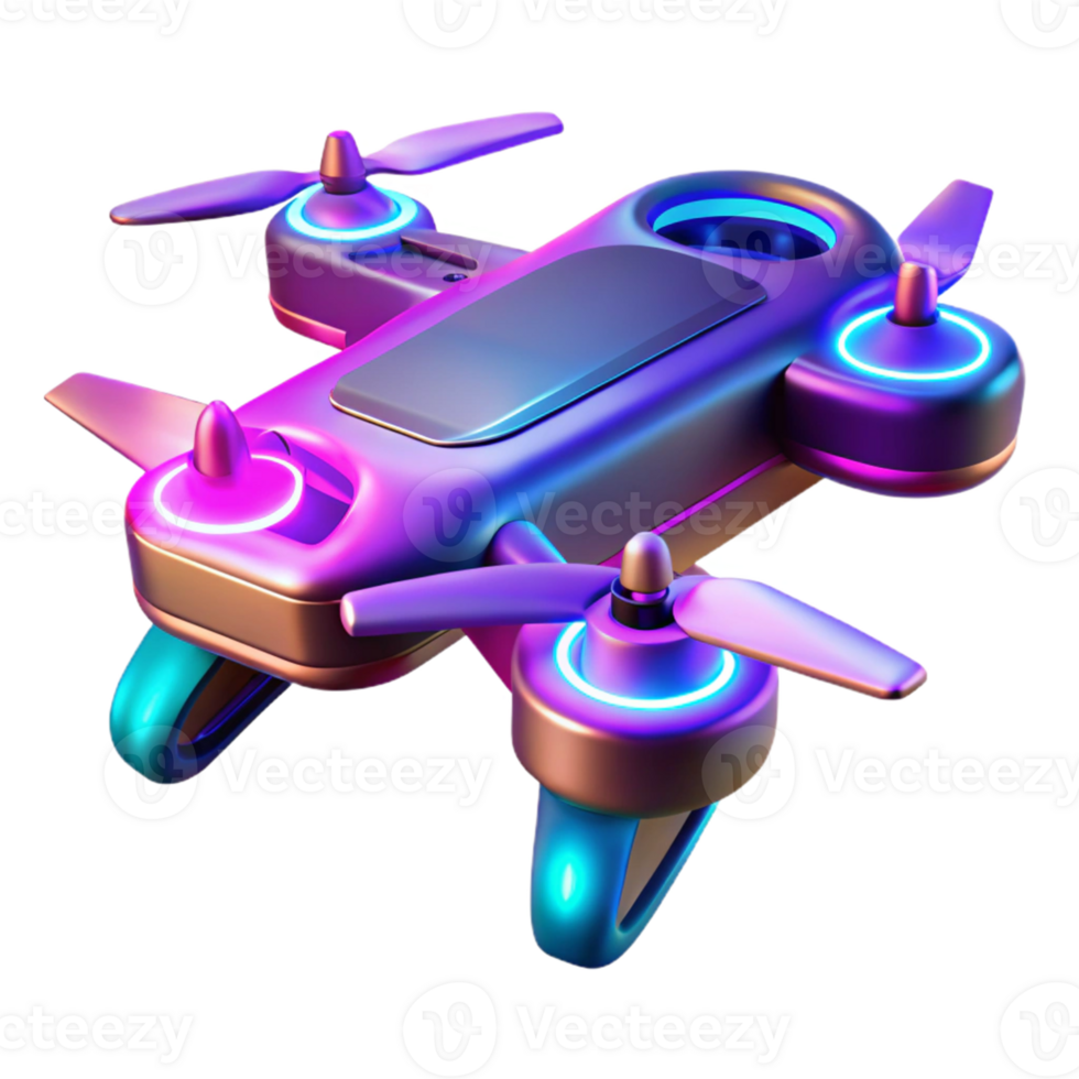 beautiful traditional Neon Drone 3D Render 4K png