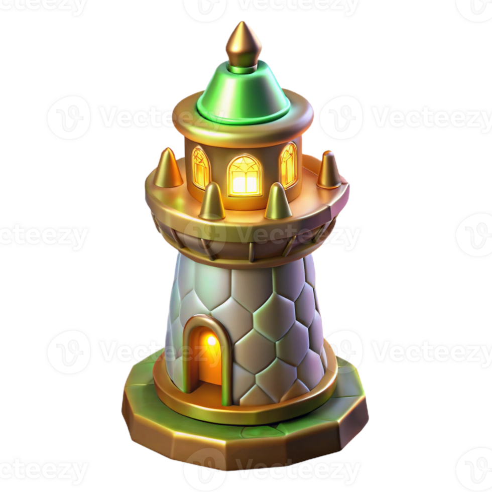 serene rustic Fantasy Tower 3D Render 4K png