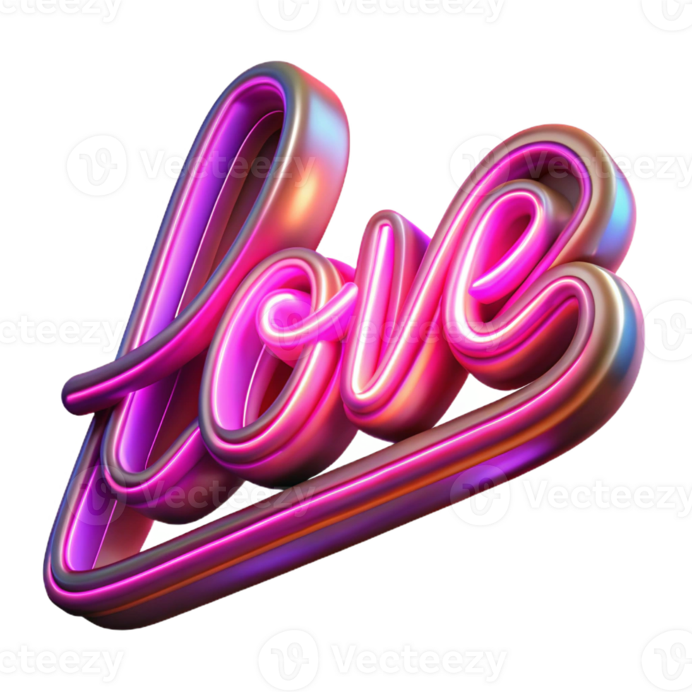 extraordinary creative 3D Neon Love Illustration genuine png