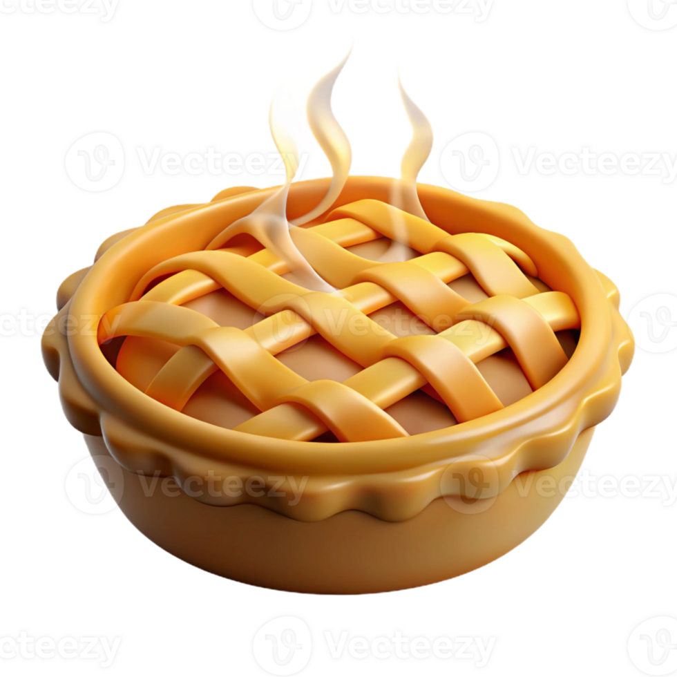 stunning vintage 3D Render of a Warm Baked Pie premium png