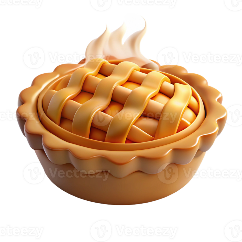 stunning minimalist 3D Render of Delicious Golden Pie high quality png